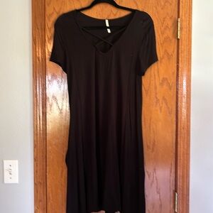 Black t-shirt dress with pockets